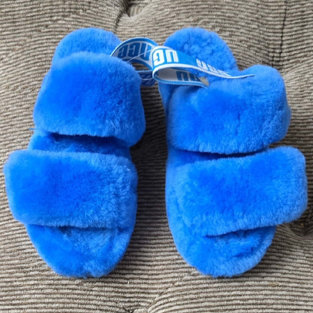 UGG Vibrant Blue Fluffy Slippers